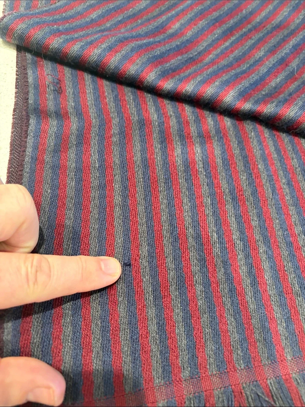 Hugo Boss Striped Wool Scarf in Navy & Burgundy